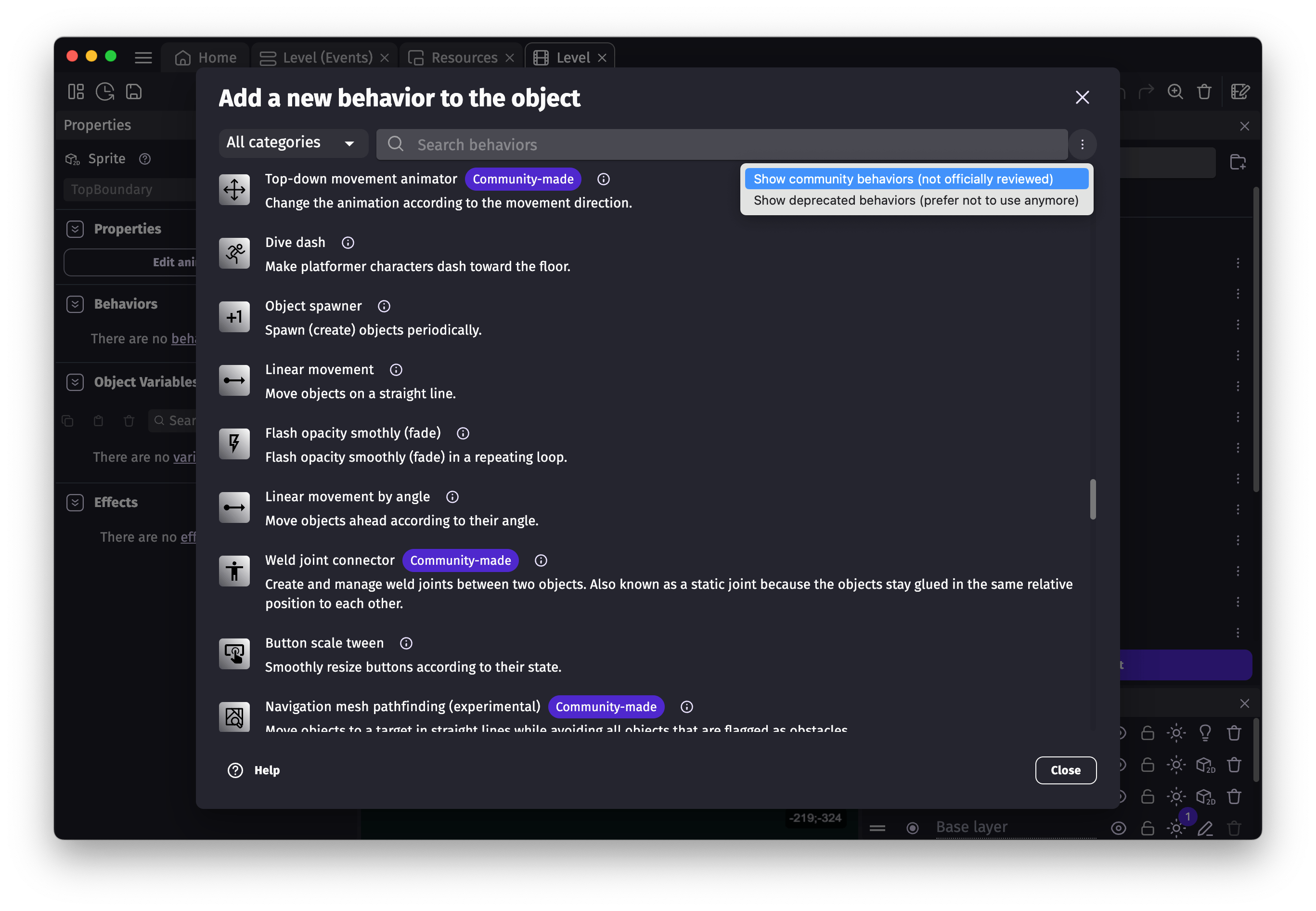 Enable community behaviors